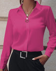 Women's long sleeve blouse slim fit in white