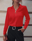 Women's long sleeve blouse slim fit in white