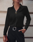 Women's long sleeve blouse slim fit in white