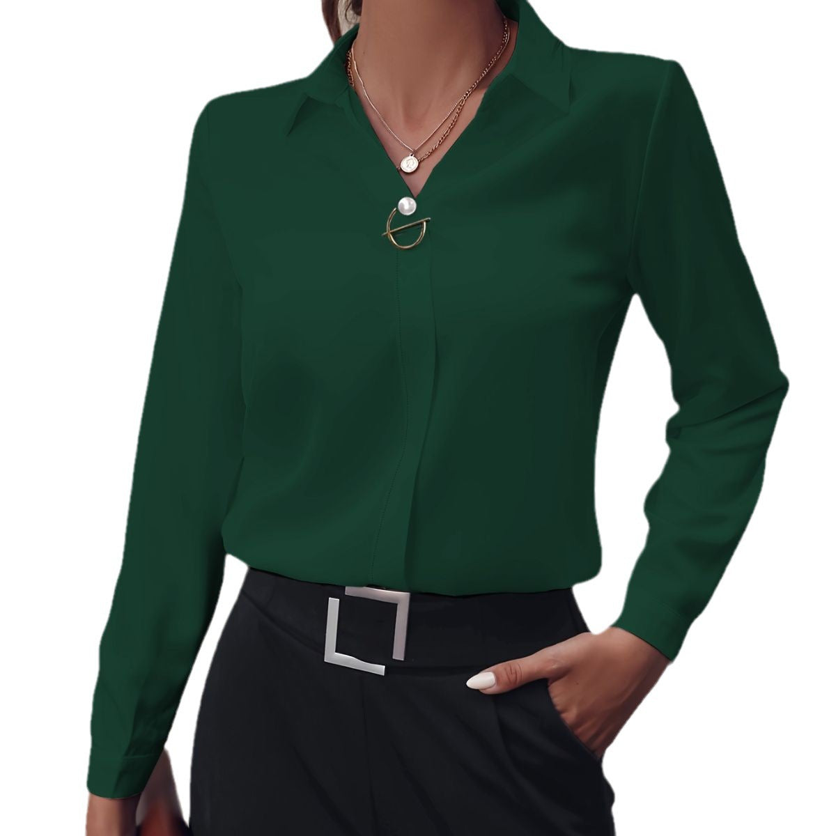 Women's long sleeve blouse slim fit in white
