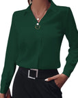Women's long sleeve blouse slim fit in white