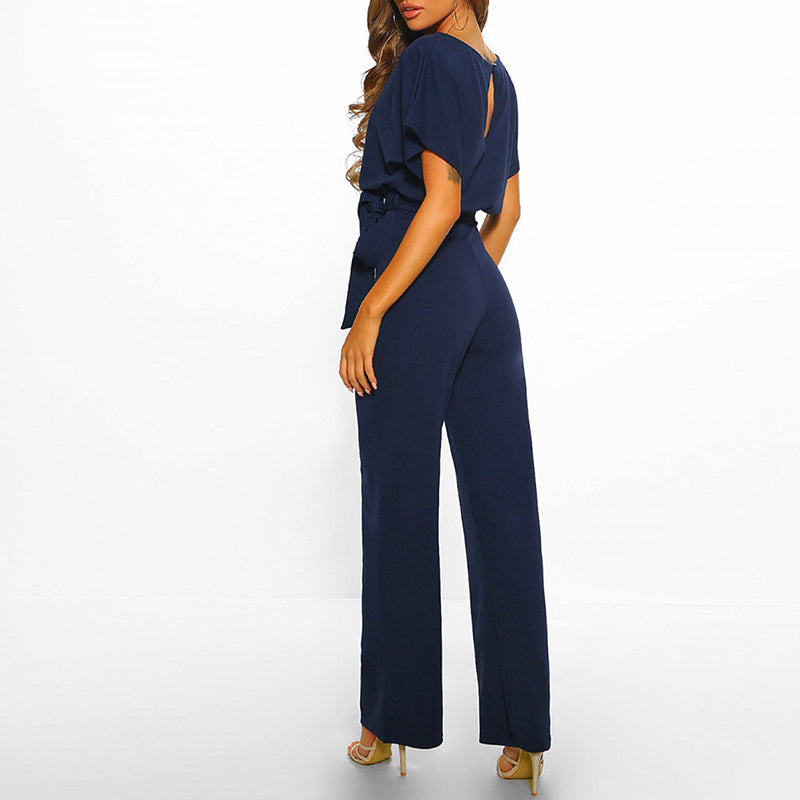 Women's Jumpsuit Casual Style Dark Blue Stretch Fabric Regular Fit 1