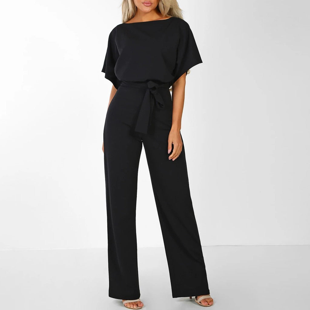 Women's Jumpsuit Casual Style Dark Blue Stretch Fabric Regular Fit 3