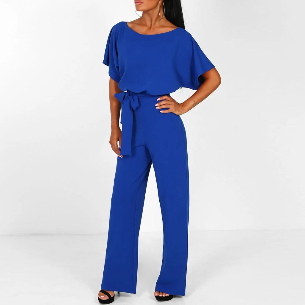Women's Jumpsuit Casual Style Dark Blue Stretch Fabric Regular Fit 4