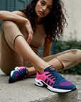 Women's orthopedic sneakers in pink and blue with cushioned supportive sole