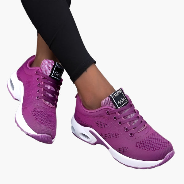 Women's orthopedic sneakers in pink and blue with cushioned supportive sole