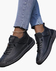 Women's black orthopedic chunky sneakers with wide toe box and sporty cushioned sole