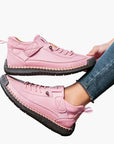 Women's orthopedic chunky sneakers in black with wide toe box and cushioned sole