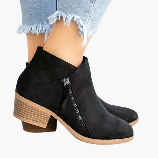 Women's orthopedic ankle boots in blue with anatomical footbed and retro design