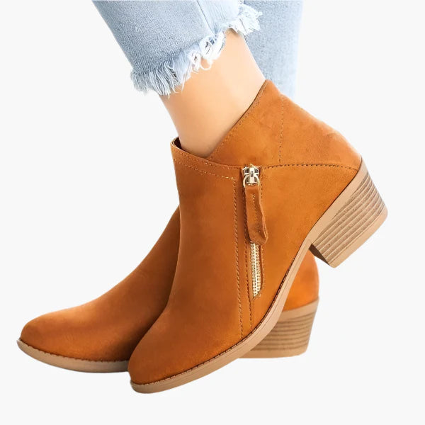 Women's orthopedic ankle boots in blue with anatomical footbed and retro design