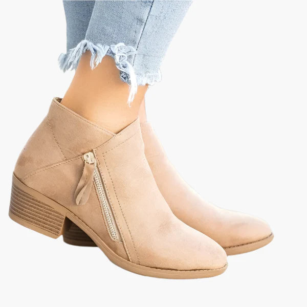 Women's orthopedic ankle boots in blue with anatomical footbed and retro design