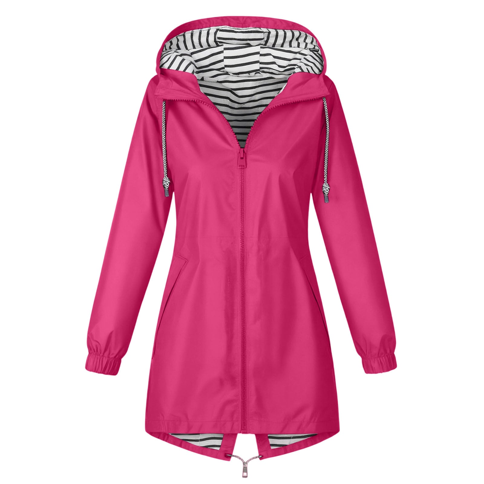 women's black hooded waterproof windbreaker rain jacket