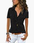 Women's Shirt Short Sleeve Button-Up Casual 0