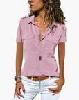 Women's Shirt Short Sleeve Button-Up Casual 1