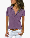 Women's Shirt Short Sleeve Button-Up Casual 3