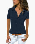 Women's Shirt Short Sleeve Button-Up Casual 4