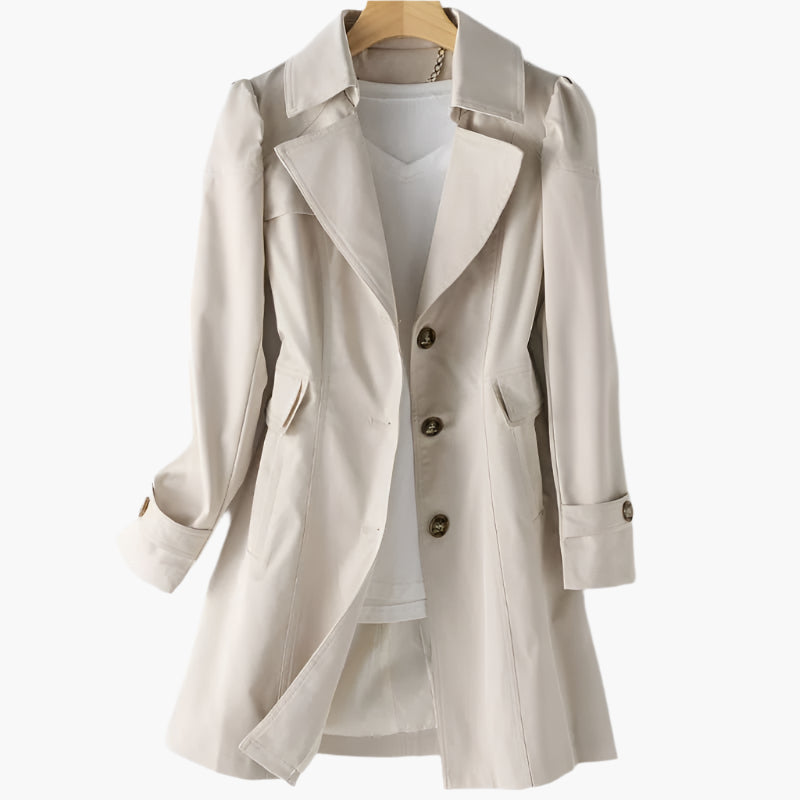 Women's Beige Trench Coat belted classic everyday