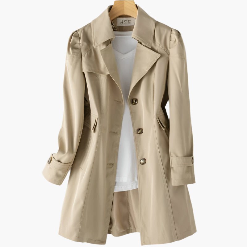 Women's Beige Trench Coat belted classic everyday