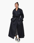 women's oversized long double-breasted trench coat in classic style