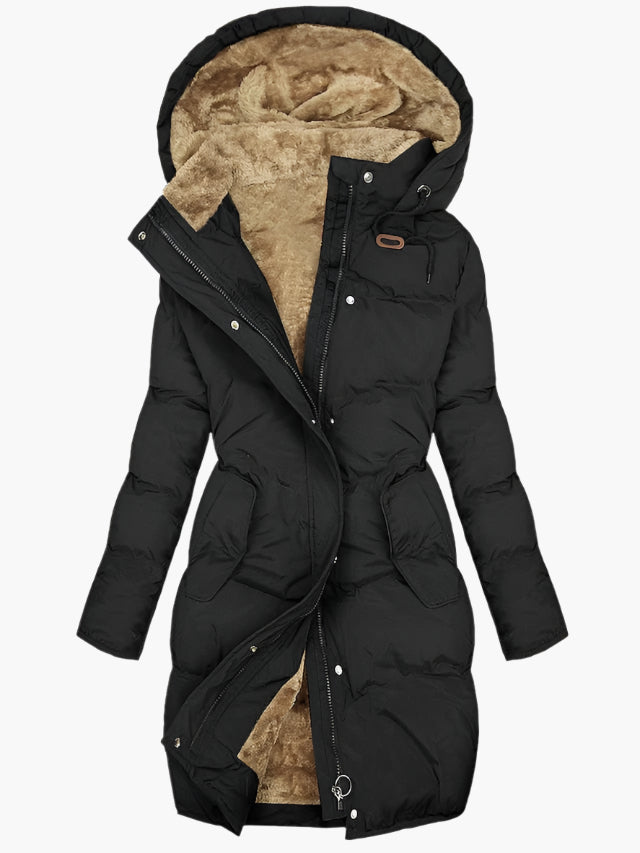 women's green hooded padded quilted winter coat parka