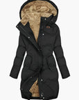women's green hooded padded quilted winter coat parka
