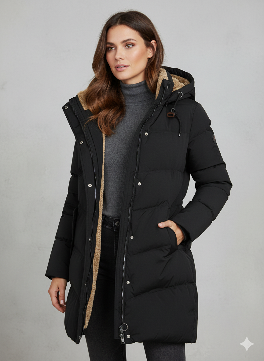 women's green hooded padded quilted winter coat parka