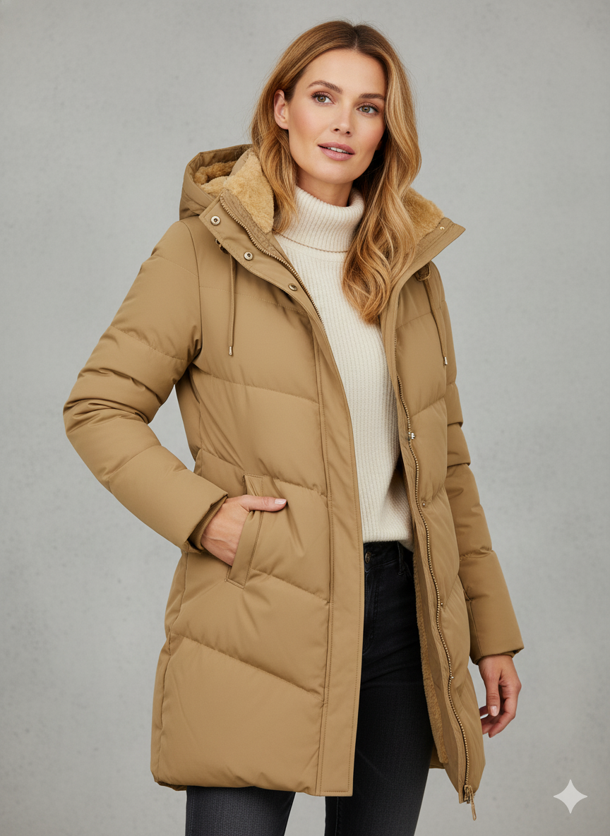 women's hooded padded quilted winter coat parka