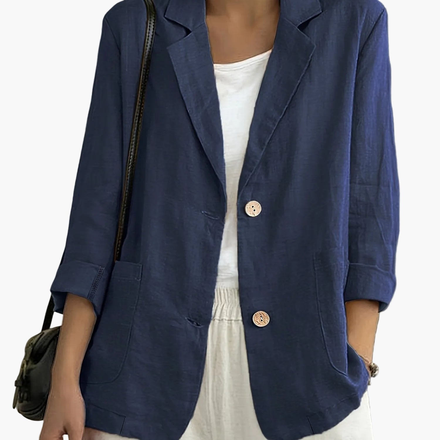 Women's casual blazer relaxed fit in navy blue