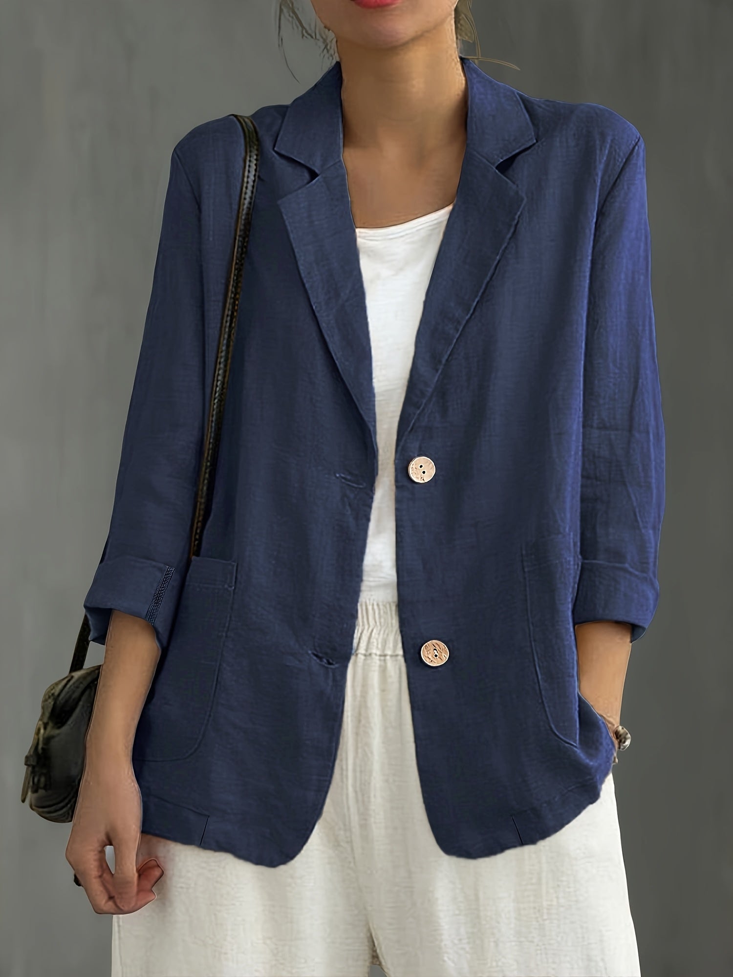 Women's casual blazer relaxed fit in navy blue
