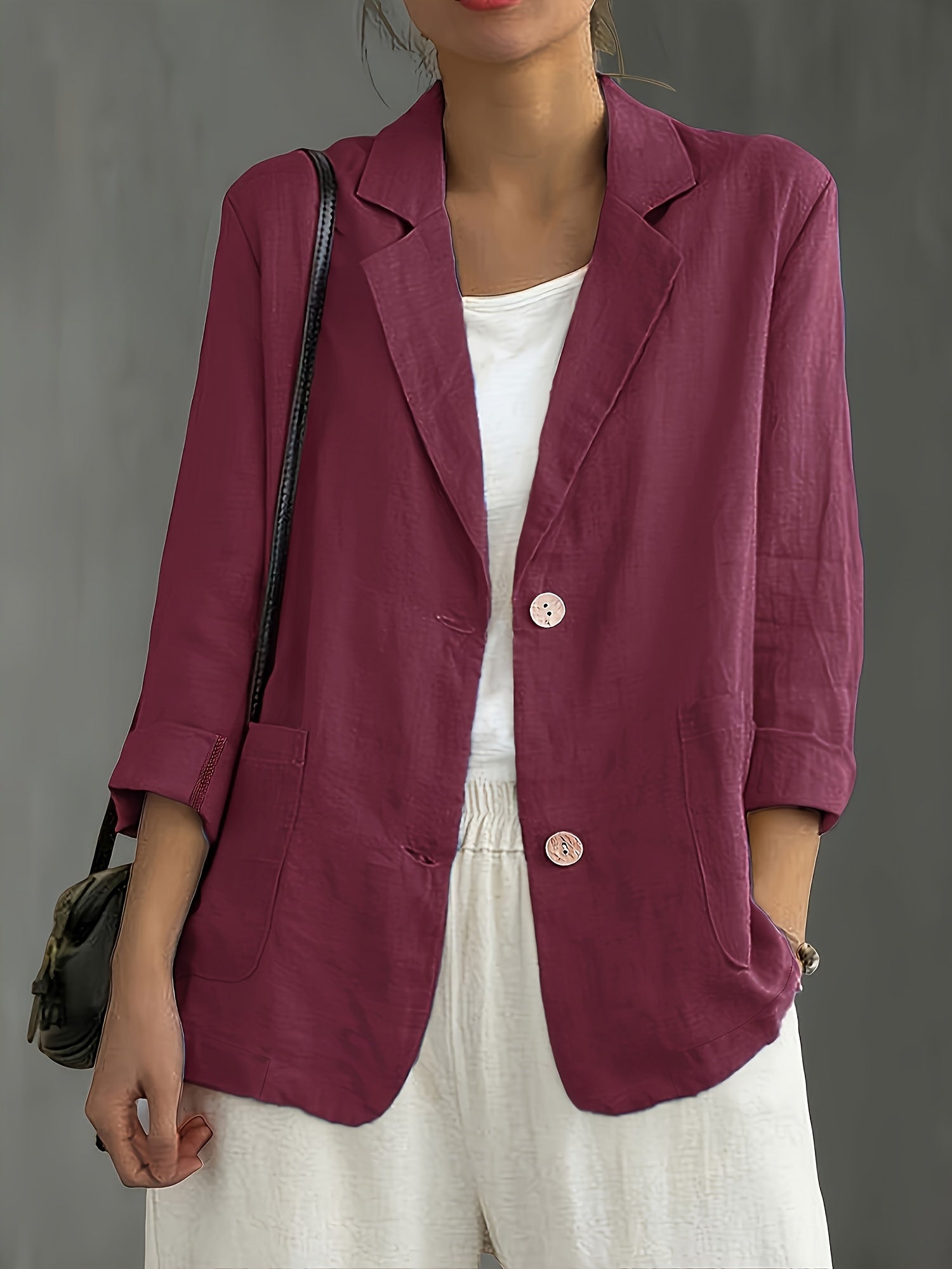 Women's casual blazer relaxed fit in navy blue
