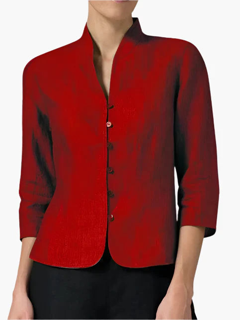 Women's stand collar blazer tailored business style in red