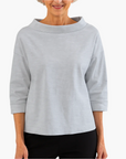 Women's stand collar top long sleeve in white