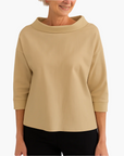 Women's stand collar top long sleeve in white