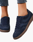 Women's vintage brown retro sneakers with low-top profile and cushioned insole