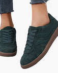 Women's vintage brown retro sneakers with low-top profile and cushioned insole