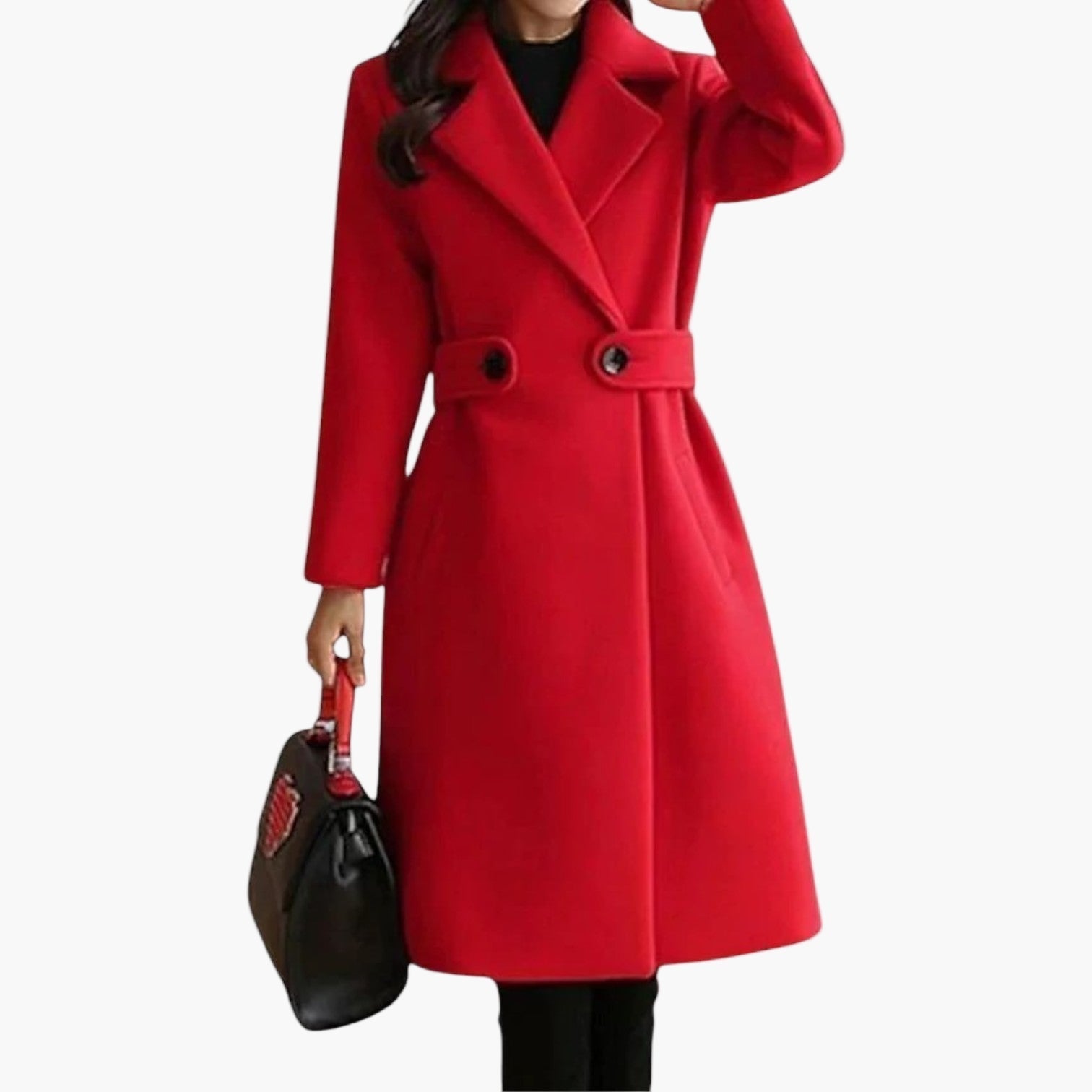 women's camel belted slim fit winter coat