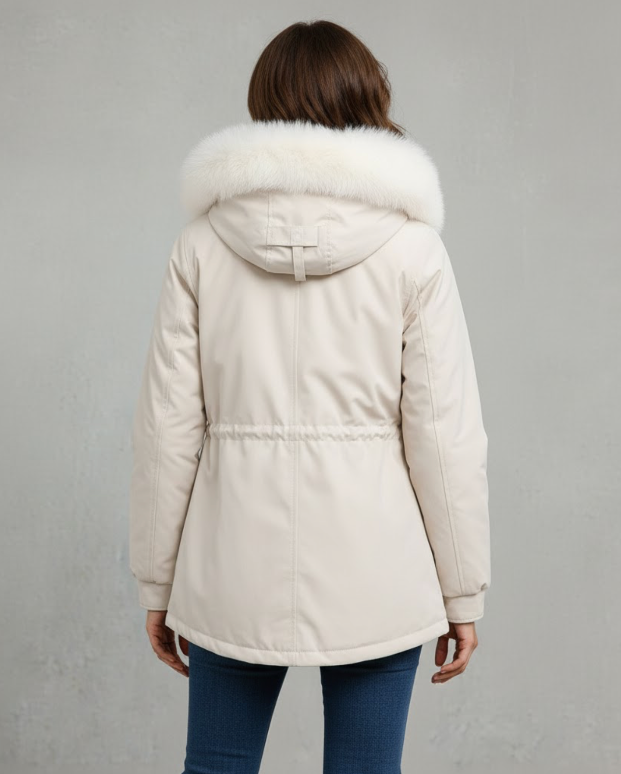 Women's White Hooded Parka elegant warm winter coat