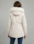 Women's White Hooded Parka elegant warm winter coat