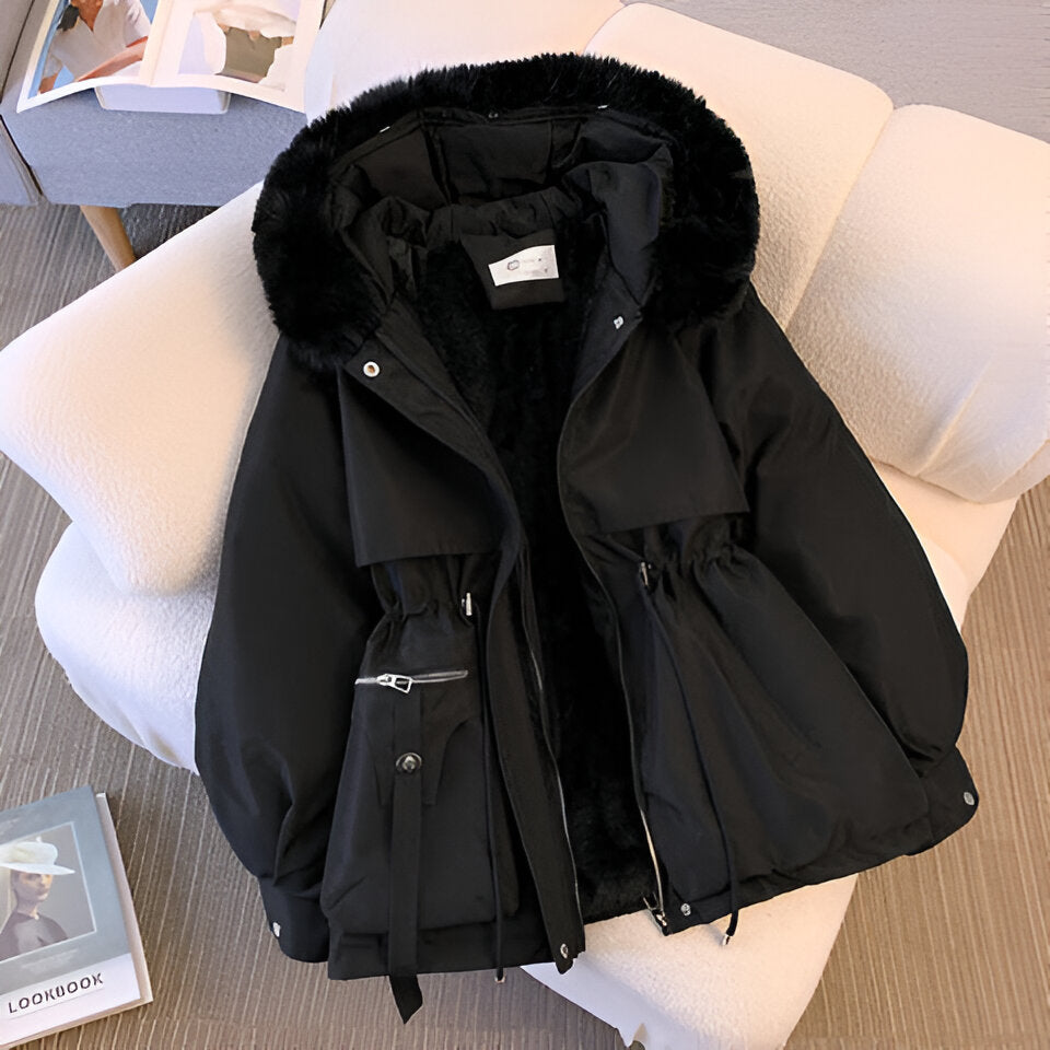 Women's White Hooded Parka elegant warm winter coat