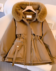 Women's White Hooded Parka elegant warm winter coat