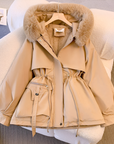 Women's White Hooded Parka elegant warm winter coat