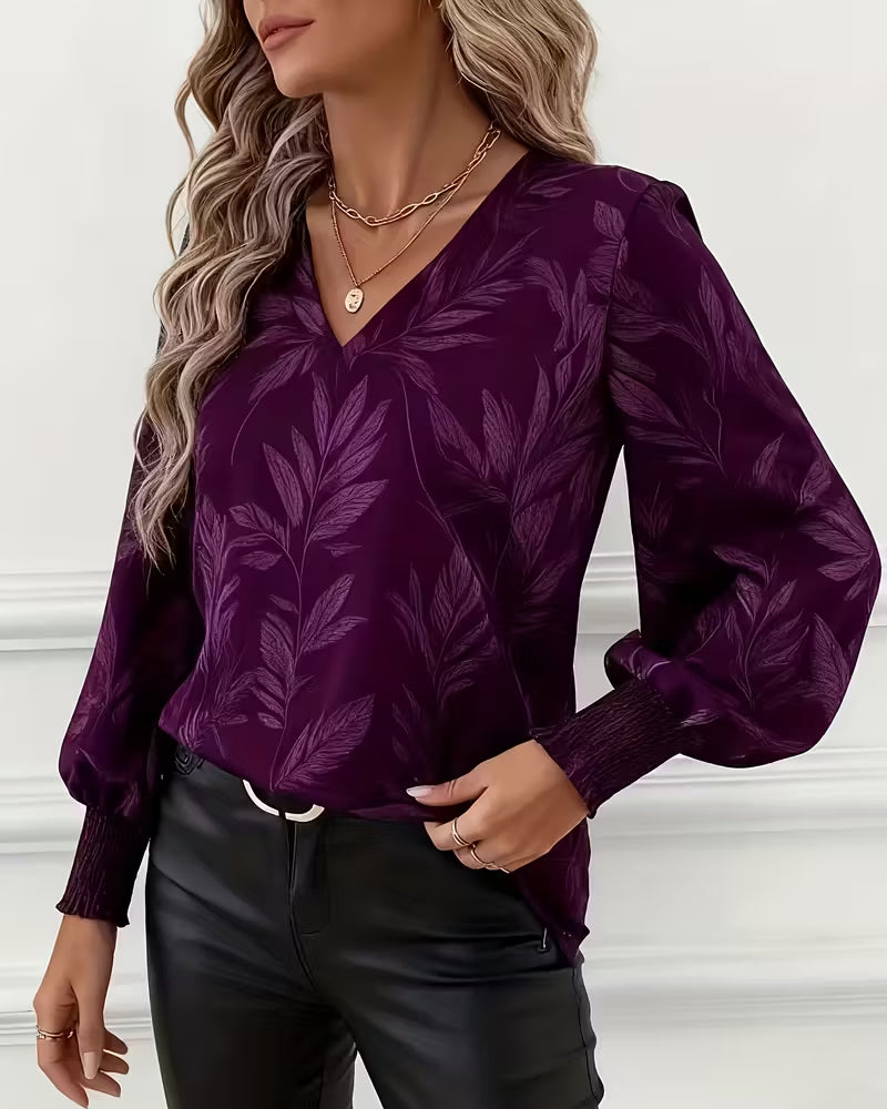 Womens Blouse Floral Print Long Sleeve Style 3
