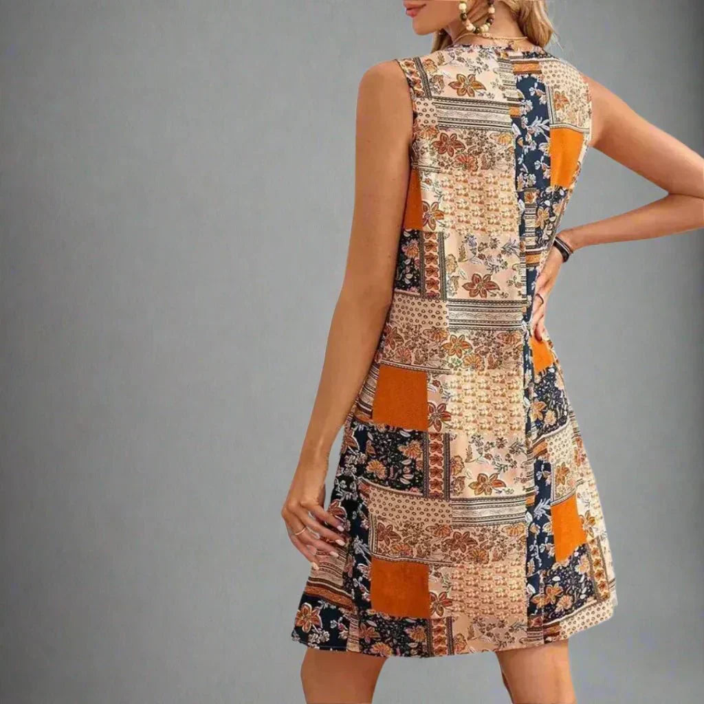 Womens Dress Boho Patchwork Mini Sleeveless 2