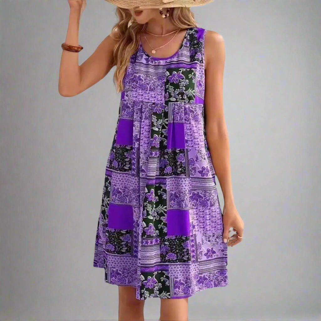 Womens Dress Boho Patchwork Mini Sleeveless 5