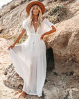 Womens Dress Button Front Maxi Boho Style 1