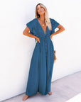 Womens Dress Button Front Maxi Boho Style 5