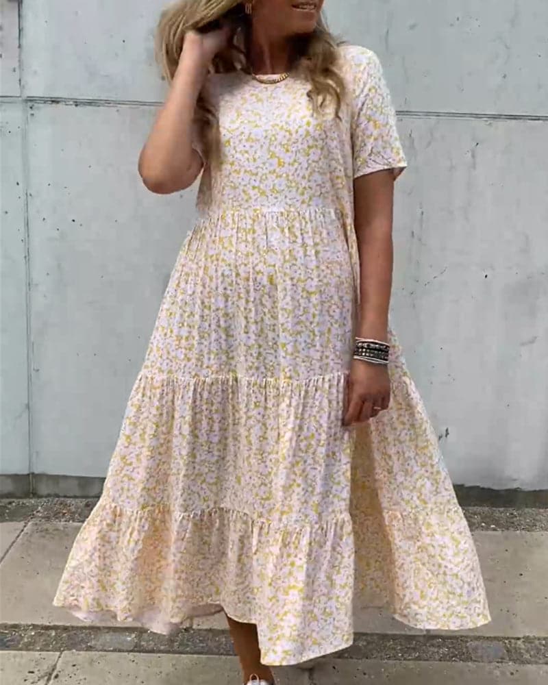 Womens Dress Floral Midi Summer Tiered Style 0