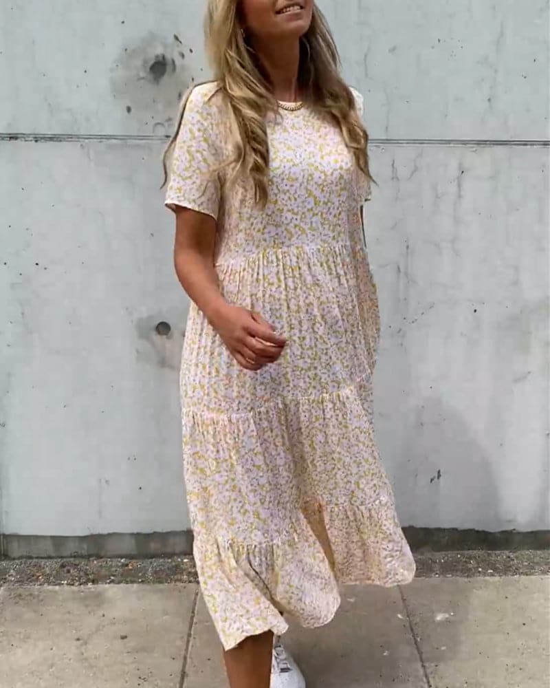 Womens Dress Floral Midi Summer Tiered Style 4