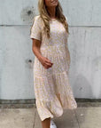 Womens Dress Floral Midi Summer Tiered Style 4