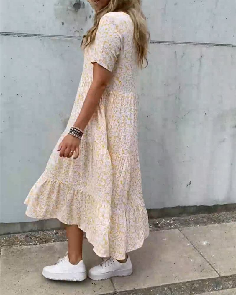 Womens Dress Floral Midi Summer Tiered Style 6